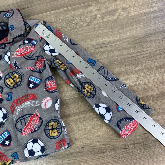 Faded Glory Boys 2 Pc Set Pajamas Size 6-7 Gray Sports Long Sleeve Button Up - Picture 5 of 12